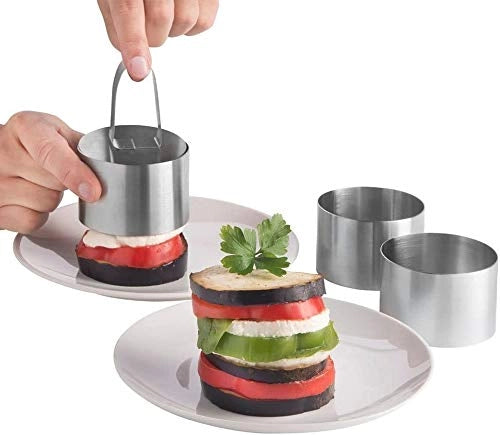 Foremki do deserów ze stali nierdzewnej 4 szt. ringi kuchenne z dociskami