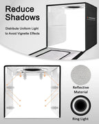 Namiot bezcieniowy LED 40x40 cm do fotografii produktów z tłami – DUCLUS