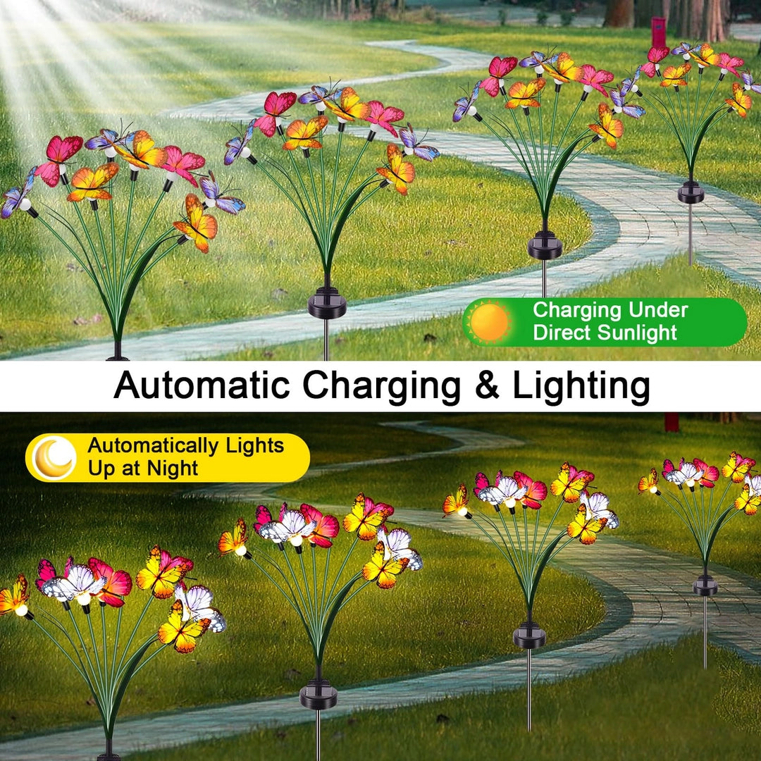 Dekoracyjne lampki solarne LED motyle ogrodowe 78 cm IP44 4szt