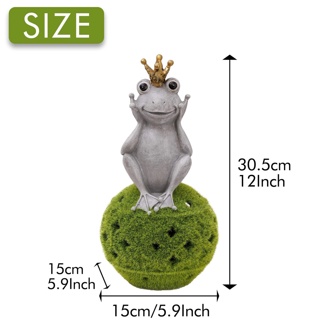 Figurka LED żaba król ogrodu 30,5cm z koroną – dekoracja solarna