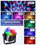 Kula Dyskotekowa Światła kolorofon 2x Obrotowa LED z pilotem USB RGB Rytm Muzyki