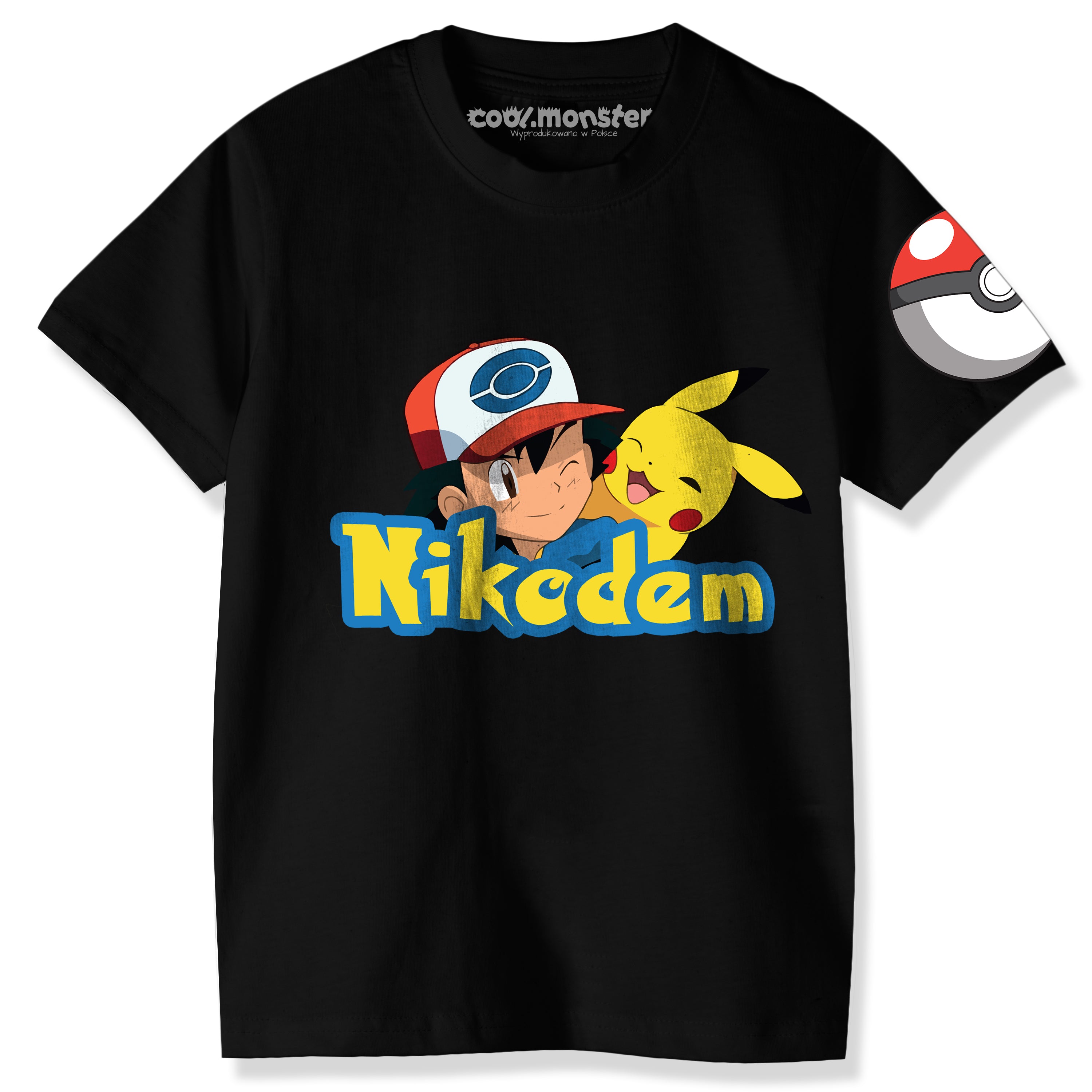Pokemon - Pikachu - Koszulka / T-Shirt Dziecięcy z Imieniem - Kolory do wyboru Główne zdjęcie produktu
