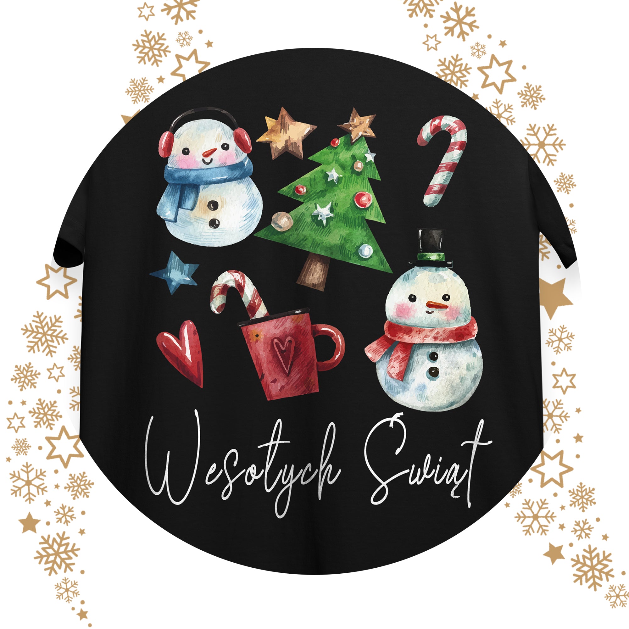 Świąteczna Bawełniana Koszulka T-Shirt - napis Wesołych Świąt XS-XXL C04