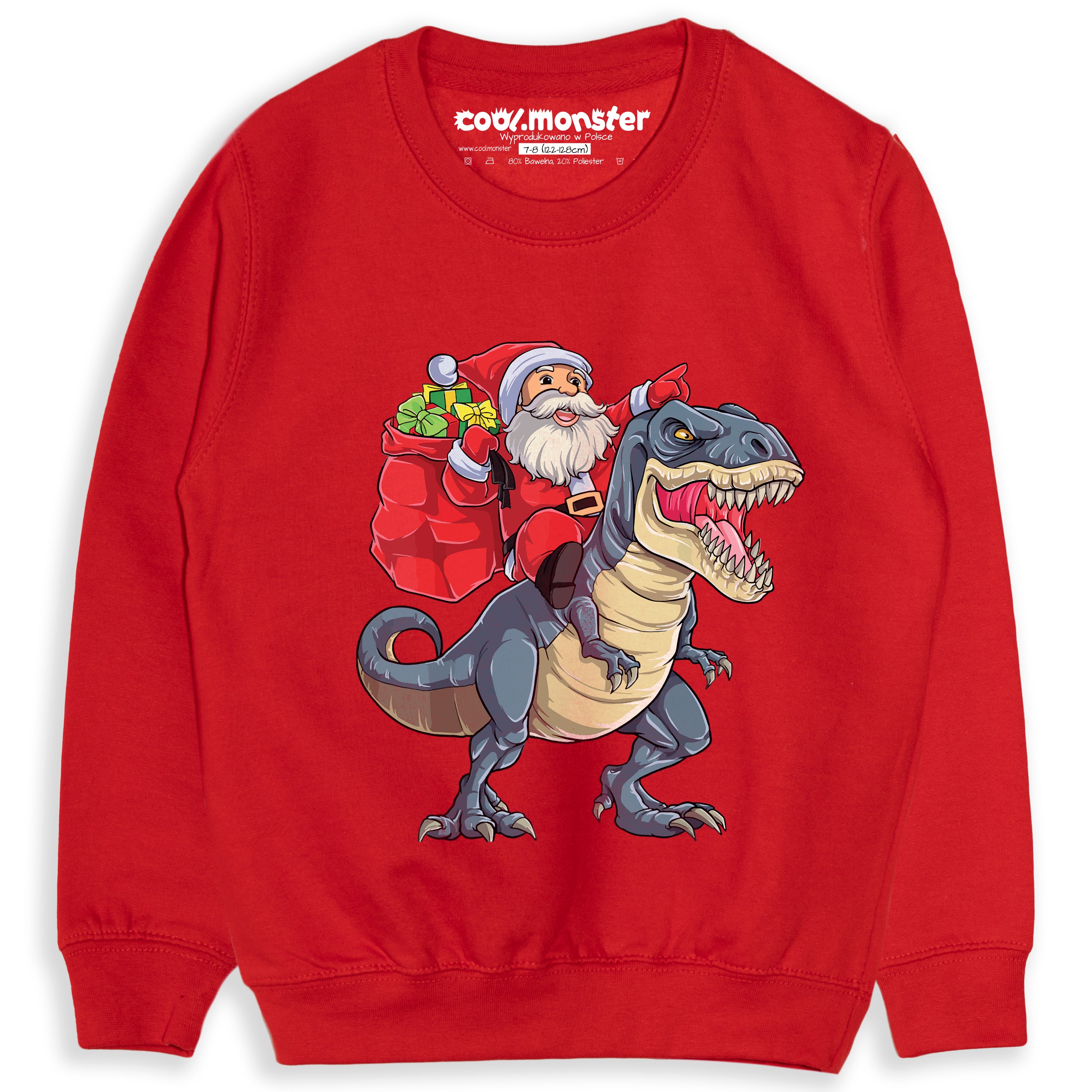 T-Rex & Mikołaj Świąteczna Bluza dziecięca Bawełniana- Unisex - CHR002 Główne zdjęcie produktu