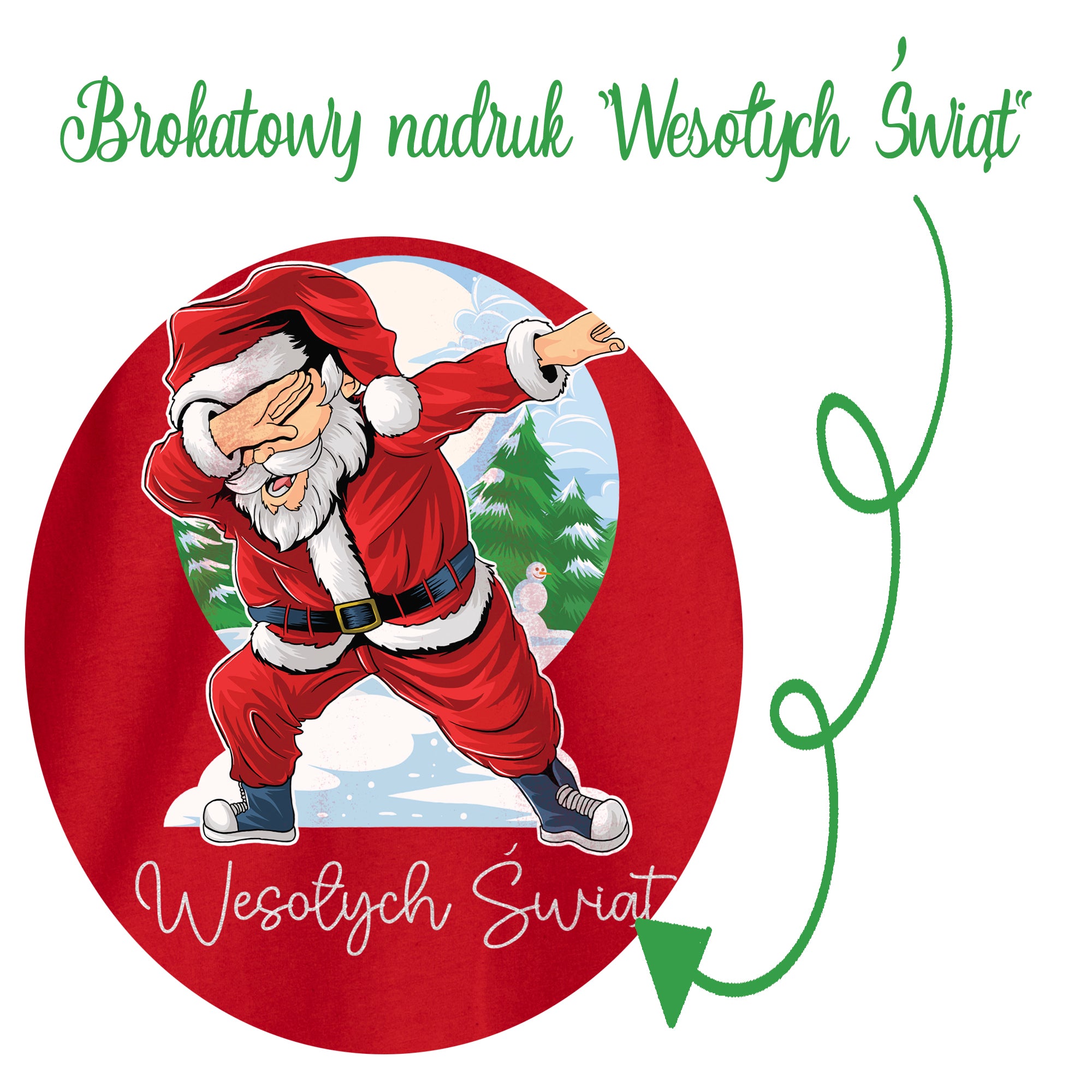 Koszulka, Bluzka świąteczna z długim rękawem. Dabbing Mikołaj - Czerwona lub Czarna CHR007