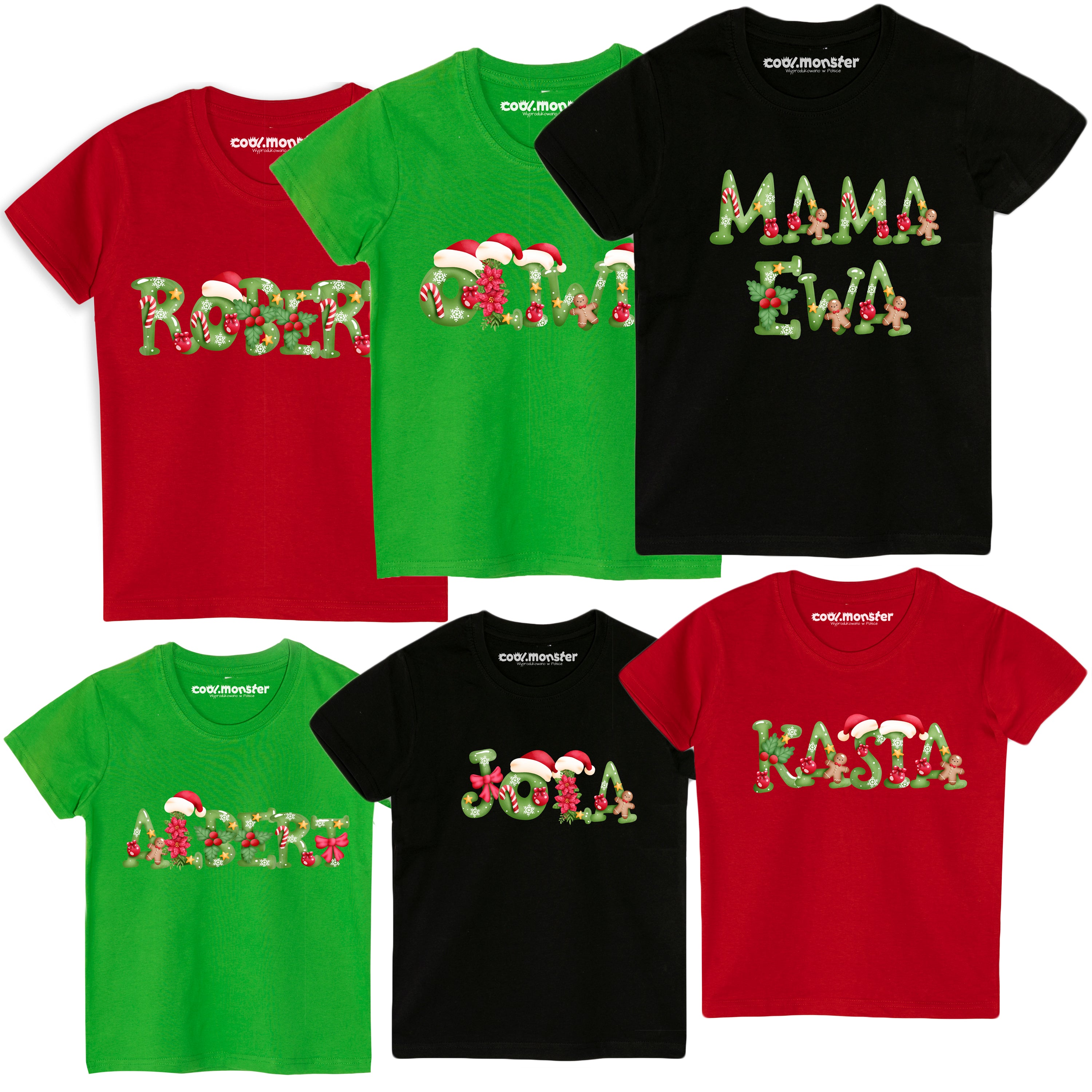 Świąteczna Bawełniana Koszulka T-Shirt dla Rodziny Personalizowana z Imieniem CHR011 Główne zdjęcie produktu