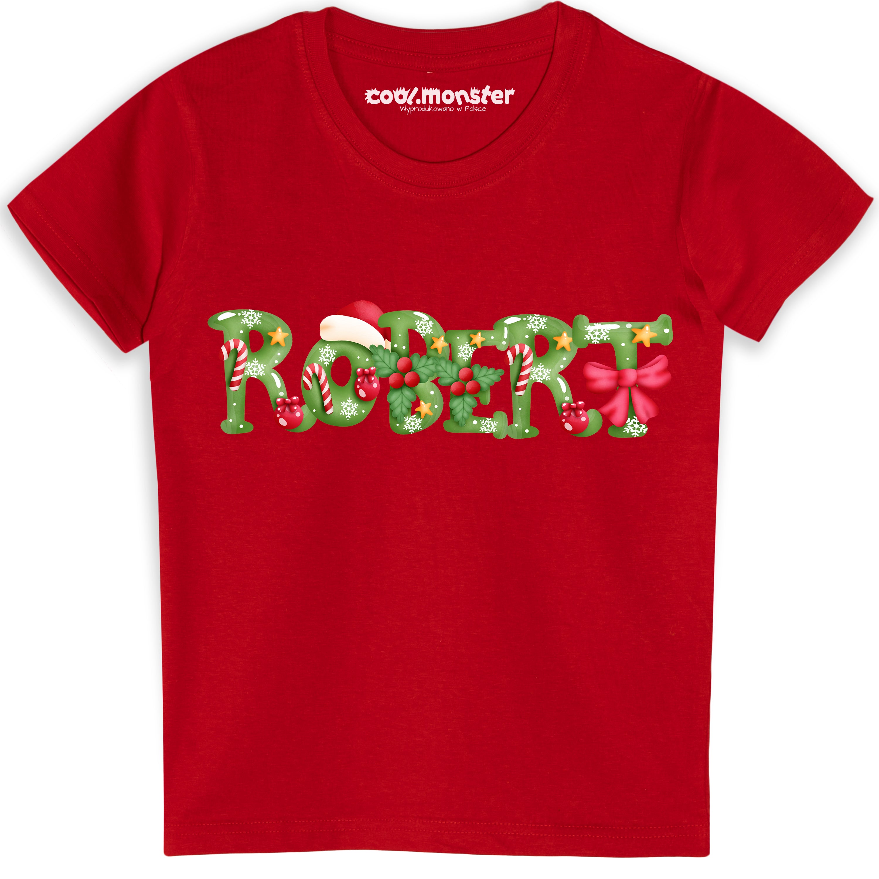 Świąteczna Bawełniana Koszulka T-Shirt dla Rodziny Personalizowana z Imieniem CHR011