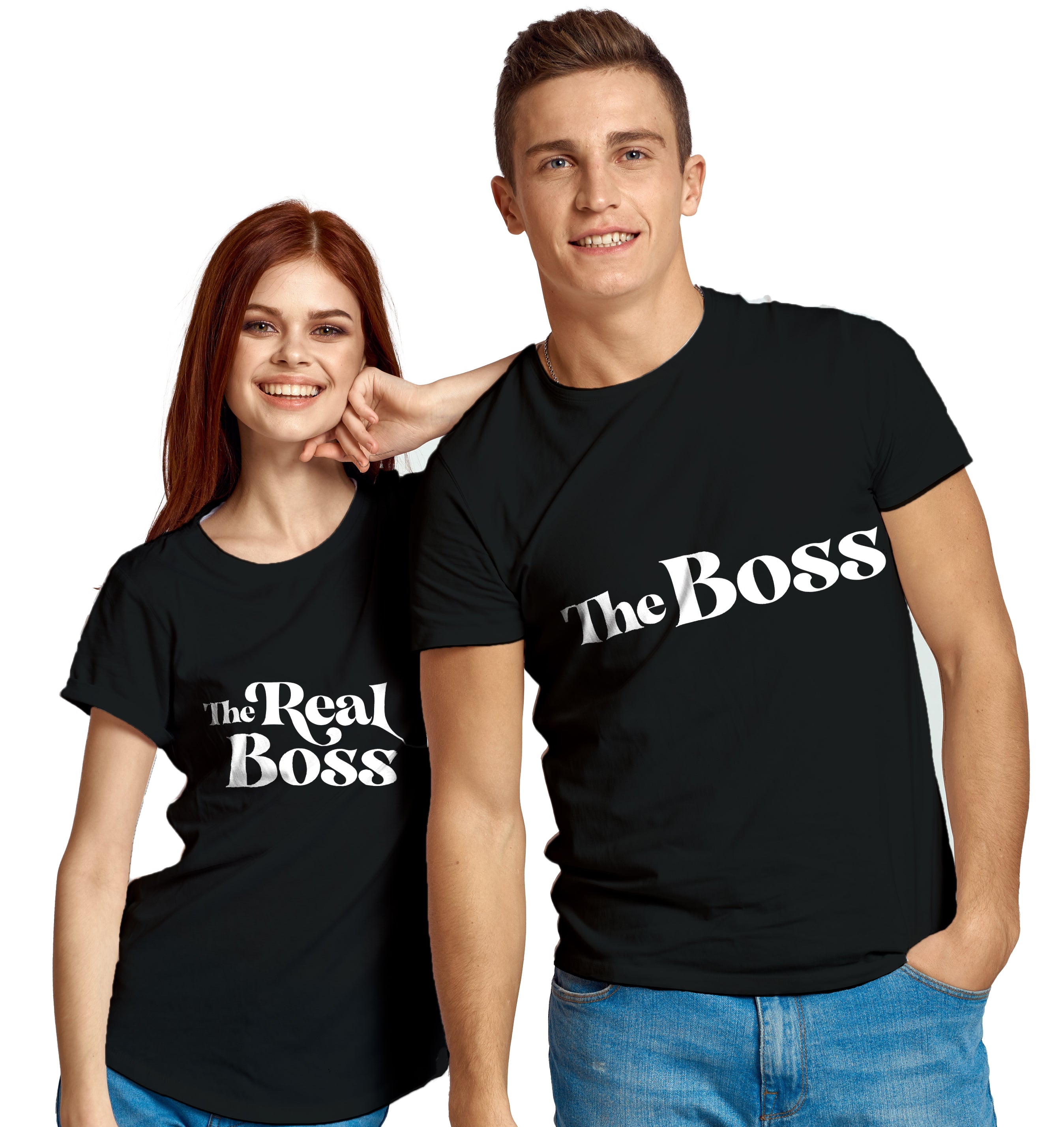 Koszulki Dla Pary Komplet 2 Koszulek - Damska & Męska - The Boss & The Real Boss -S-3XL PAR01 Główne zdjęcie produktu