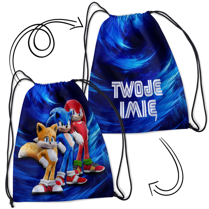Personalizowany Worek Torba Szkolna na siłownię z Imieniem Sonic SON.BAG.1
